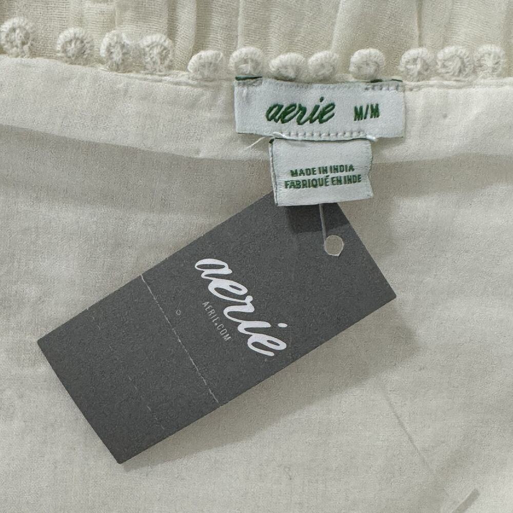 NWT Aerie Eyelet Shift Mini Sundress Size M White Lined Adjustable Straps Ruffle - Picture 11 of 14